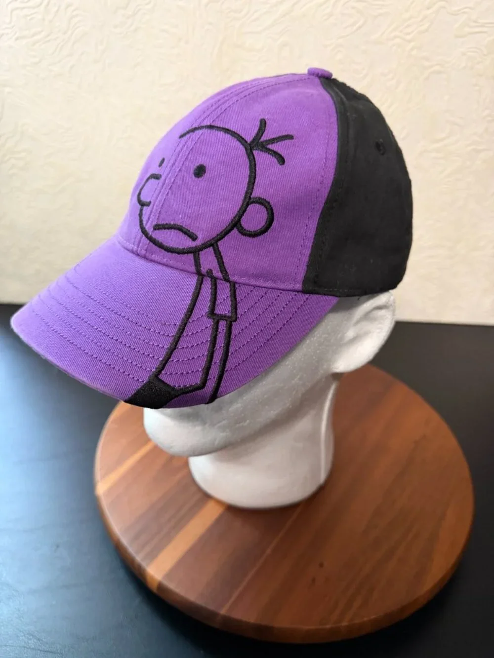 Wimpy Kid Hat Cap Embroidered Character Art Youth Kids Sized Purple Black Euc